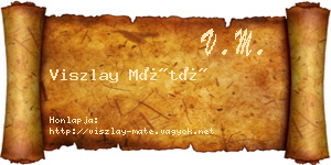 Viszlay Máté névjegykártya